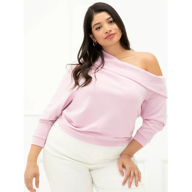 ELOQUII Elements Women's Plus Size Cold Shoulder Sweatshirt | Walmart (US)