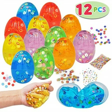 12 pcs prefilled easter iridescent slime putty eggs with accessories for all ages kids easter theme  | Walmart (US)