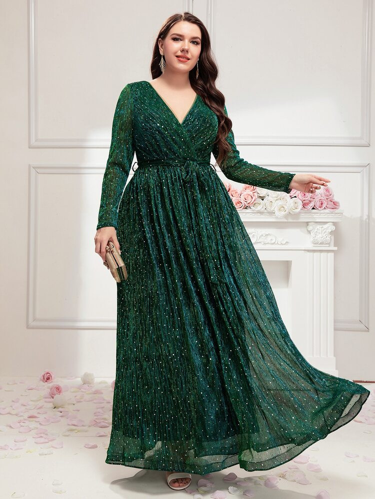 Com cinto Embrulhar Simples Glamour Vestidos de dama de honra plus | SHEIN