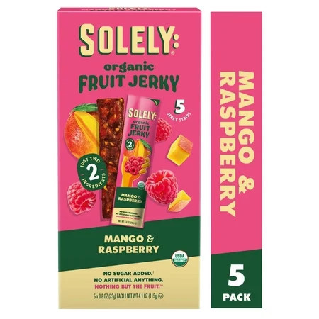 Solely Mango & Raspberry Organic Fruit Snack Jerky, 0.8 oz (5 Count) | Walmart (US)