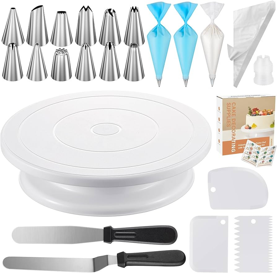 Kootek 71PCs Cake Decorating Supplies Kit with Revolving Cake Stand Turntable, 12 Numbered Icing ... | Amazon (US)