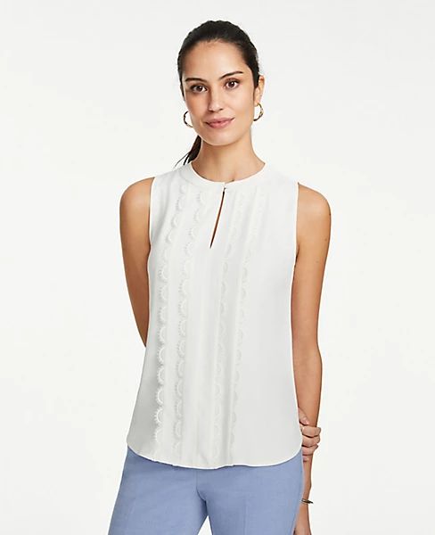 Scalloped Lace Trim Shell | Ann Taylor (US)