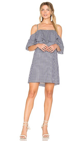 Amanda Uprichard Marise Dress in Navy Gingham | Revolve Clothing