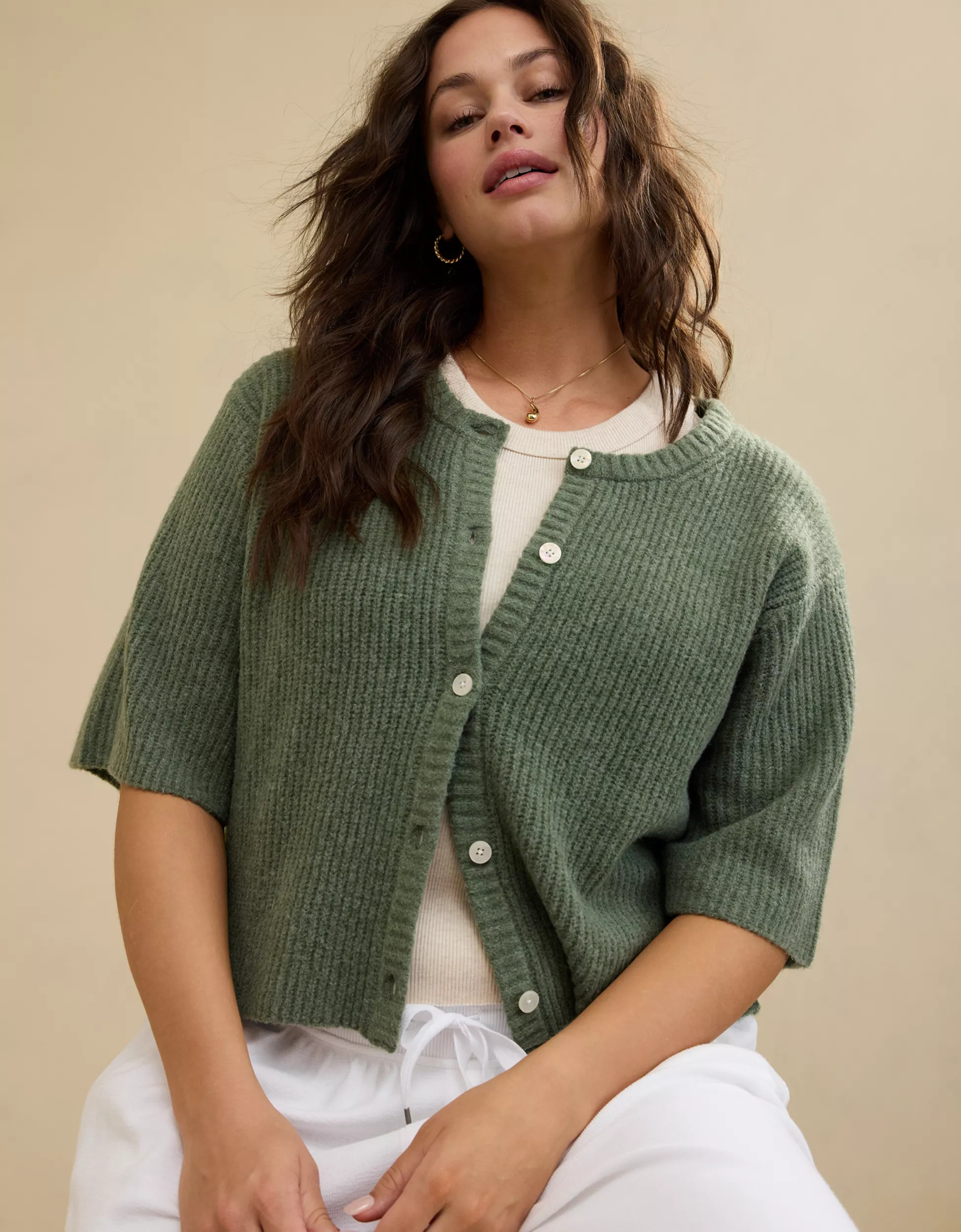 Aerie unREAL Short Sleeve Cardigan | Aerie