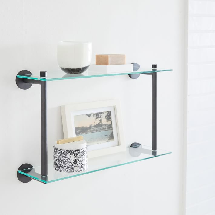 Modern Overhang Double Glass Bathroom Shelf | West Elm (US)
