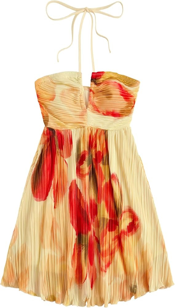 SOLY HUX Women's Tie Dye Cami Dress Halter Backless Sleeveless A Line Short Summer Dresses Sundre... | Amazon (US)