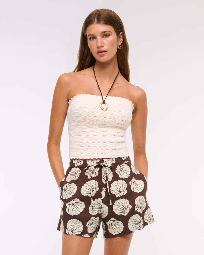 Women's Mid Rise Linen-Blend Pull-On Short | Women's New Arrivals | Abercrombie.com | Abercrombie & Fitch (US)