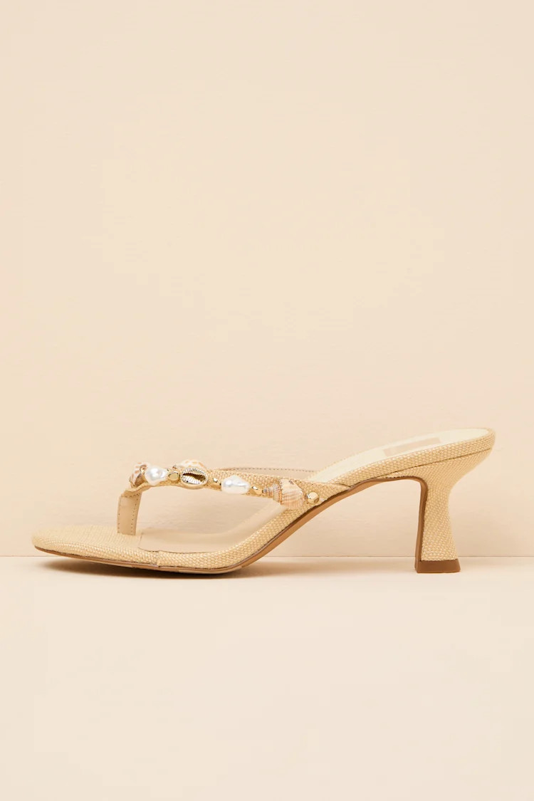 Daksie Light Natural Raffia Kitten Heel Thong Sandals | Lulus