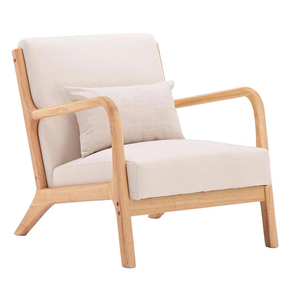 UBesGoo Modern Mid Century Accent Chair Living Room Single Sofa Cafe Lounge Chair Beige | Walmart (US)