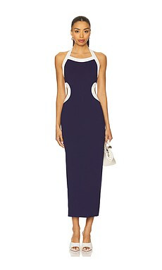 Lovers and Friends Eliza Midi Dress in Navy & White from Revolve.com | Revolve Clothing (Global)