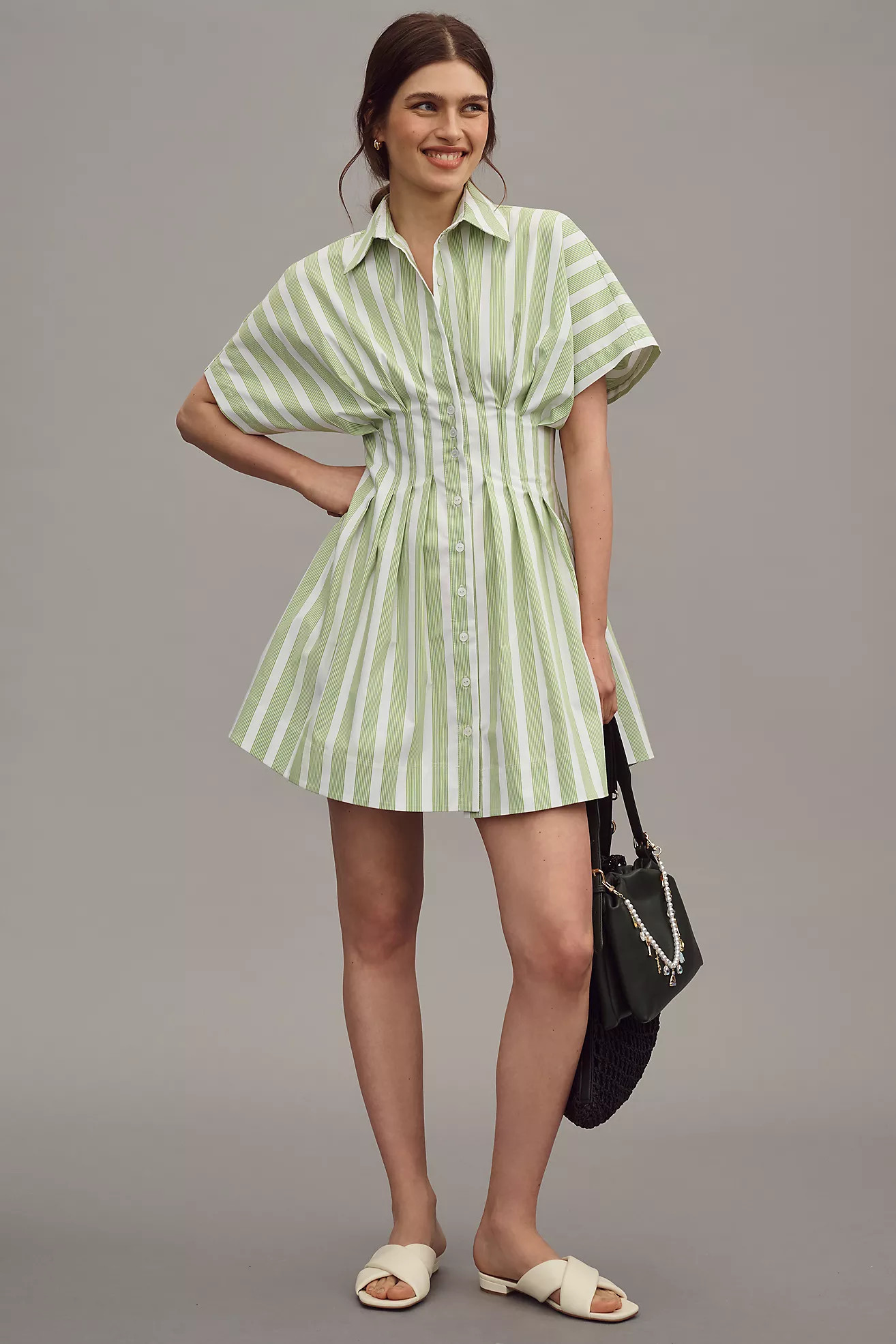 The Tobie Button-Front Pleated Shirt Dress by Exquise: Mini Edition | Anthropologie (US)
