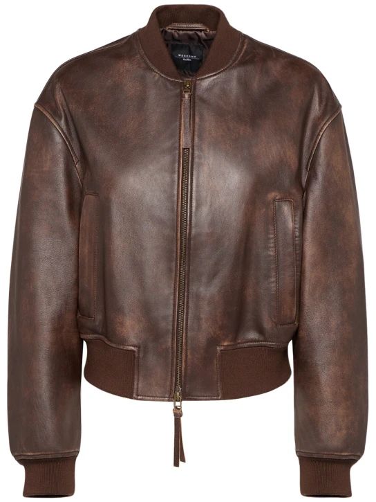 Hiltex leather zip bomber jacket | Luisaviaroma