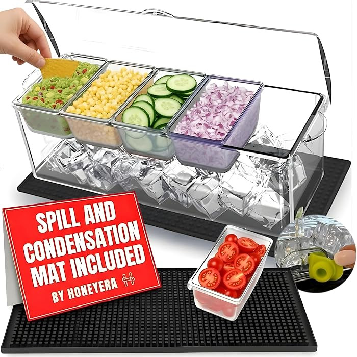 Honeyera Chilled Condiment Server | Hosting Essentials for Up to 80 Oz of Ice | Mimosa Bar Suppli... | Amazon (US)