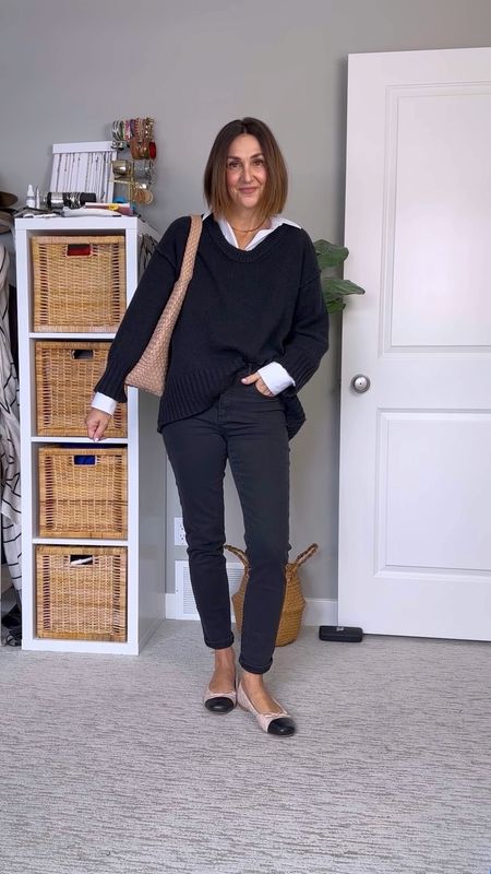 Still wearing skinny jeans, updating the look with trendy ballet flats and oversized tops! And cuffed them a little to show more ankle. Wearing my usual size 27 in the jeans, sized up to M in the sweater and the shirt is a men’s 16” neck 32-33” sleeve and the best part is that it’s wrinkle resistant, I just hang it up after the wash and it’s perfect! Ballet flats are from the same seller as mine but it looks like they have updated the sizing cause review now say they fit big (mine fit small, got them 1.5 yrs ago). I also linked similar flats from other retailers who will have more consistent sizing. Also linked my bag and necklace.


#LTKVideo #LTKstyletip #LTKshoecrush