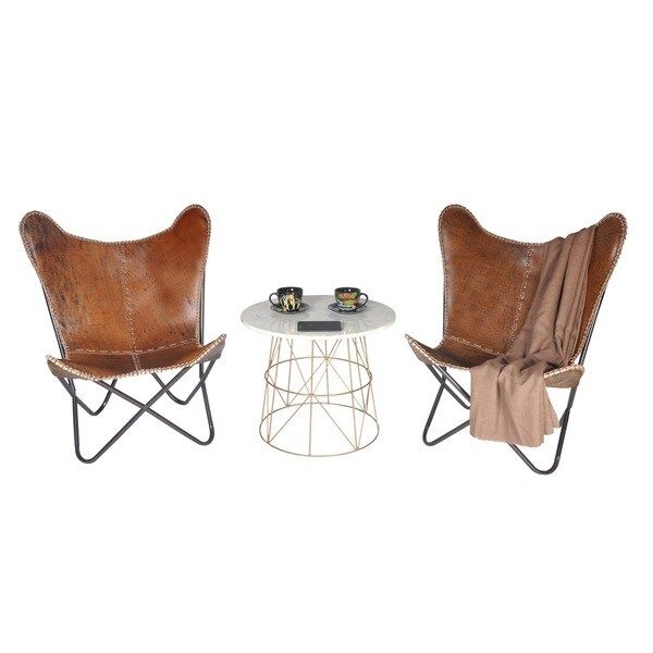 Horizon Brown Leather Butterfly Chair | Bed Bath & Beyond