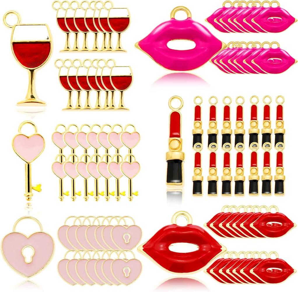 RechicGu Easter Rabbit Love Valentine's Day Charms Red Lips Pendant Jewelry DIY Making Kit Neckla... | Amazon (US)