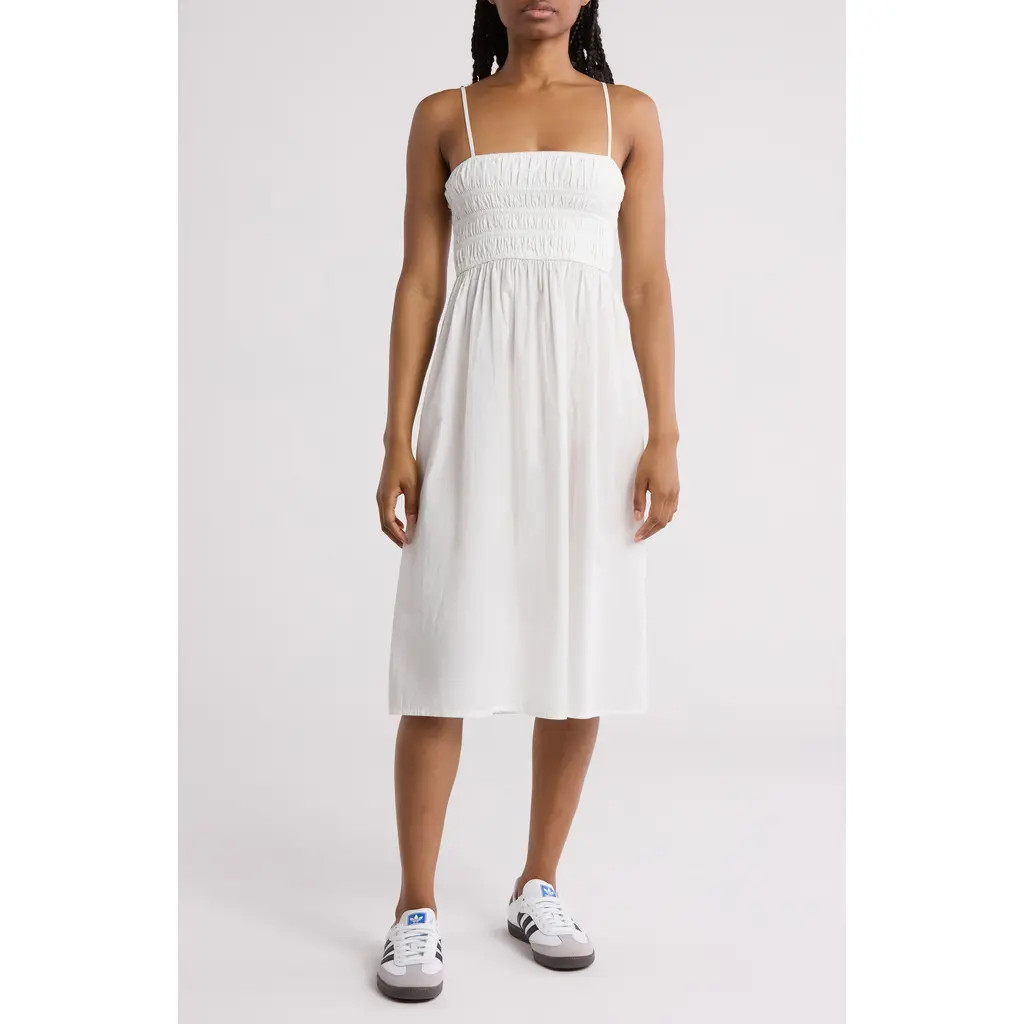 Abound Print Smocked Cami Midi Dress in White Blanc at Nordstrom Rack, Size X-Small | Nordstrom Rack