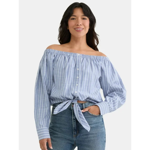 Time and Tru Women's Off The Shoulder Blouse, Sizes XS-XXXL | Walmart (US)