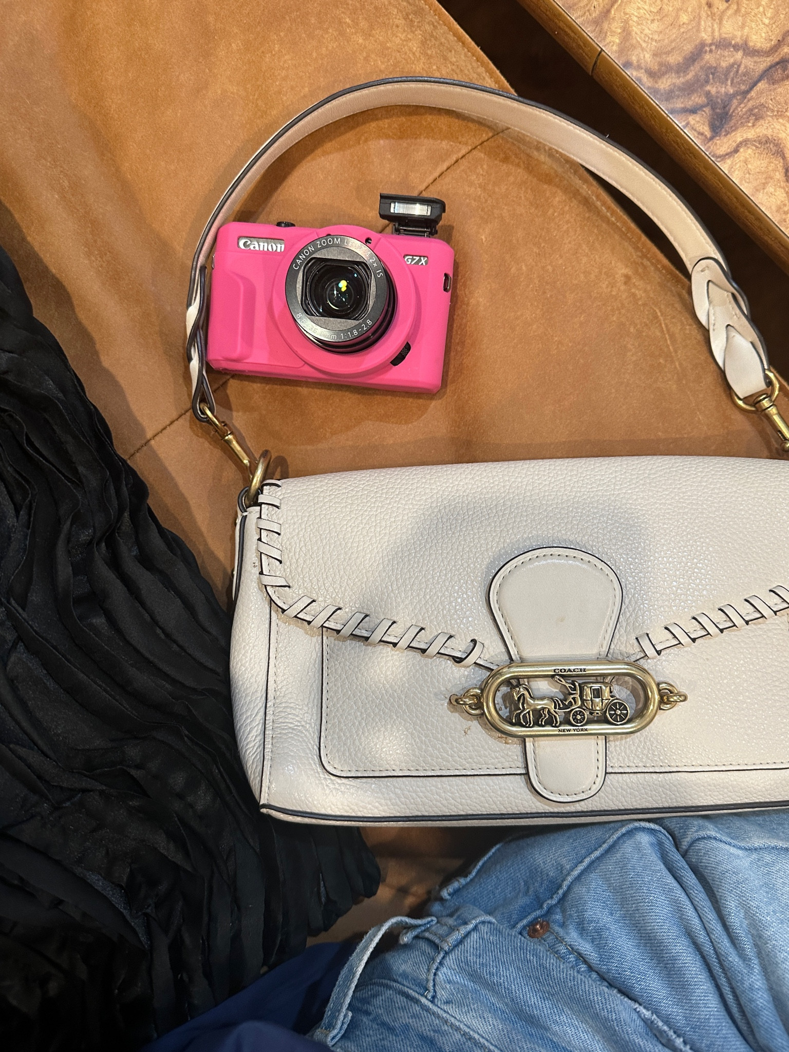 White Coach bag with Canon g7x camera in pink case 

#LTKover40 #LTKVideo #LTKGiftGuide