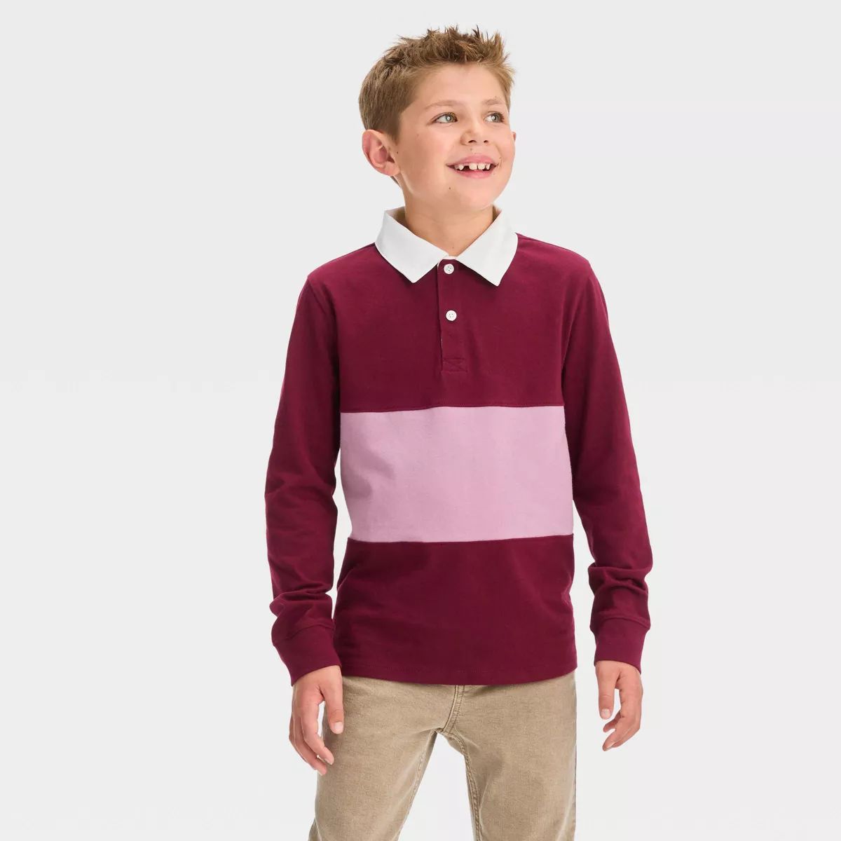 Boys' Long Sleeve Colorblock Polo Shirt - Cat & Jack™ | Target