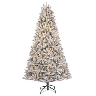 7.5 ft. Starry Light Fraser Fir Flocked LED Pre Lit Artificial Christmas Tree with 1500 Color Cha... | The Home Depot