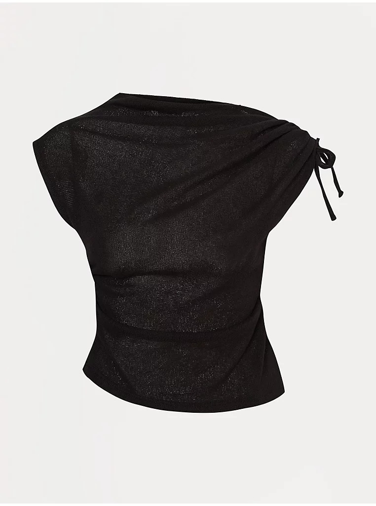 Black Ruched Gathered Shoulder Soft Knitted Co Ord Top | George