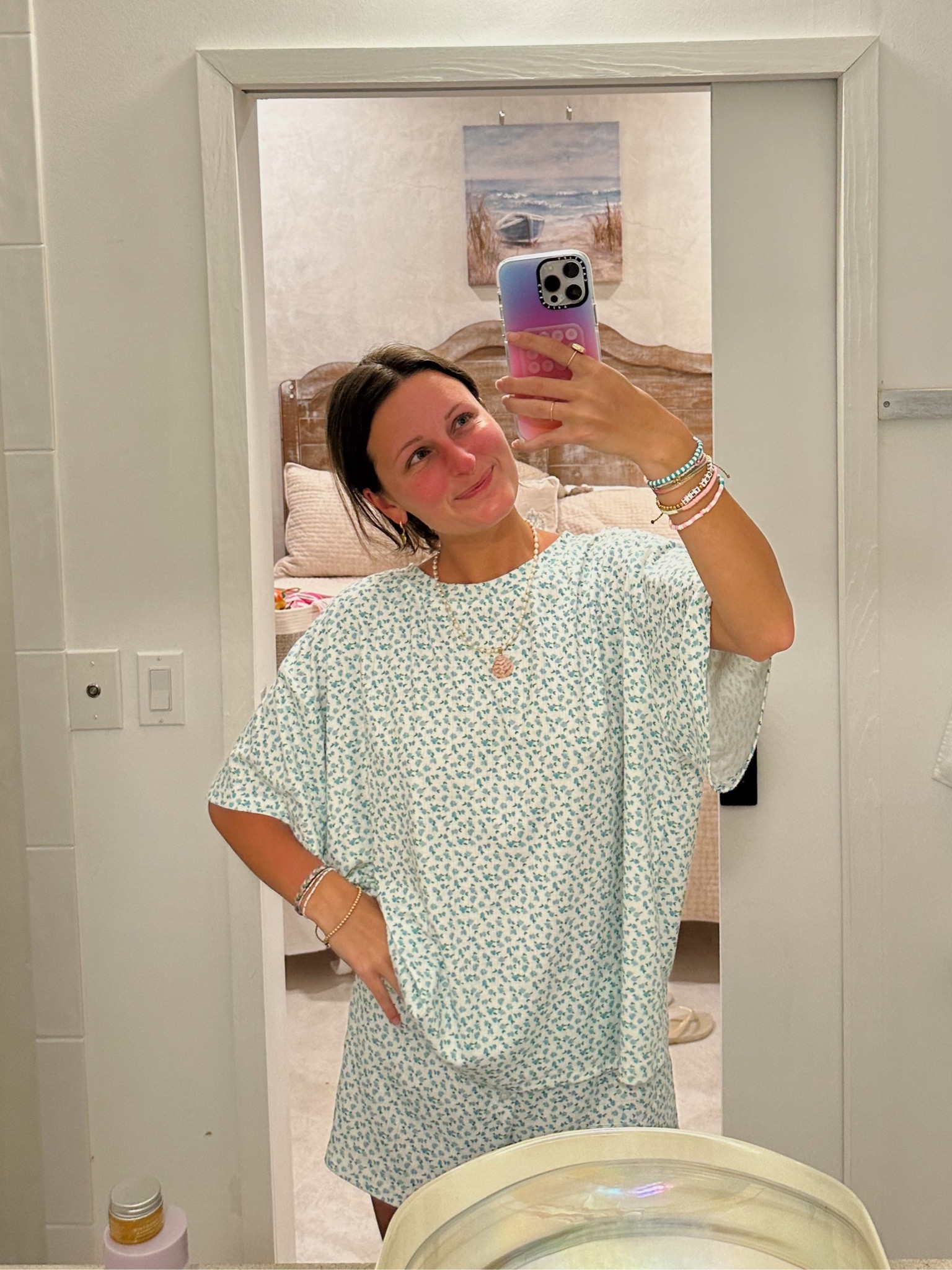 My favorite pjs at the moment 🫐 I think I need them in pink next! Code: HANNA wearing a size small shorts & medium top <3