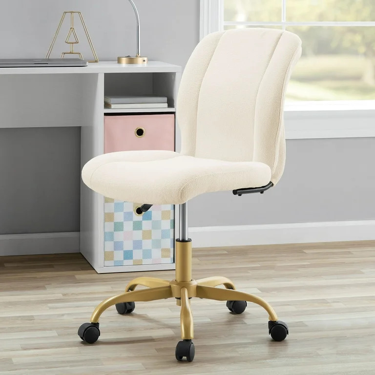 Mainstays Bouclé Armless Office Chair, Cream | Walmart (US)