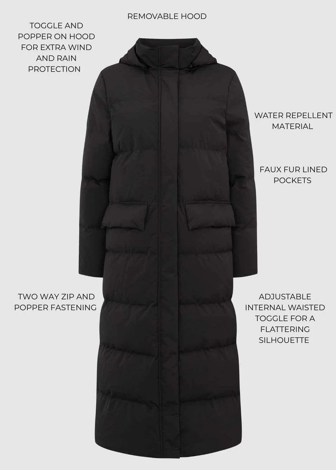 THE FULL LENGTH PUFFER COAT - BLACK | WAT The Brand