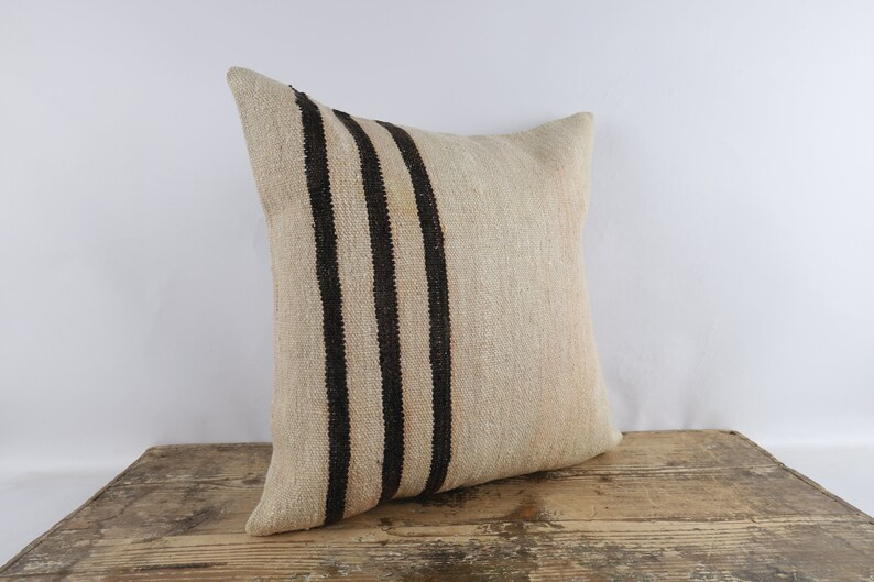 Hemp Kilim Pillow, 20x20 Kilim Pillow, Turkish Kilim Pillow, Natural Kilim Pillow, Decorative Thr... | Etsy (US)