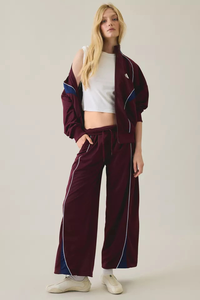 adidas Stadium Tricot Loose Fit Track Pants in Maroon, Women's at Urban Outfitters | Urban Outfitters (US and RoW)