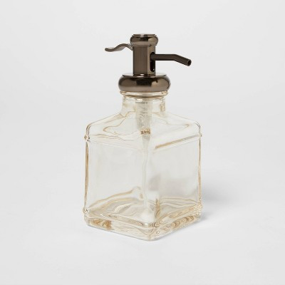 Short Antique Glass Soap Pump Brown - Threshold™: Traditional Style, Metal & Glass, Spot Clean, 11.8oz Capacity | Target