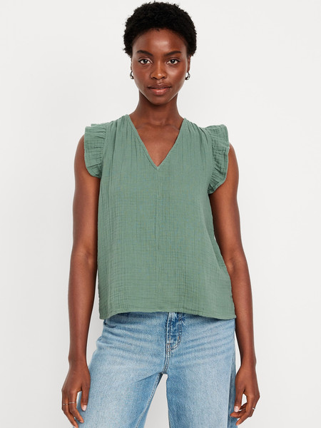 Sleeveless Crinkle Gauze Top | Old Navy (US)