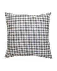 24X24 Tremont Plaid Oversized Luxury Pillow, Polyester/Linen/Viscose | TJ Maxx