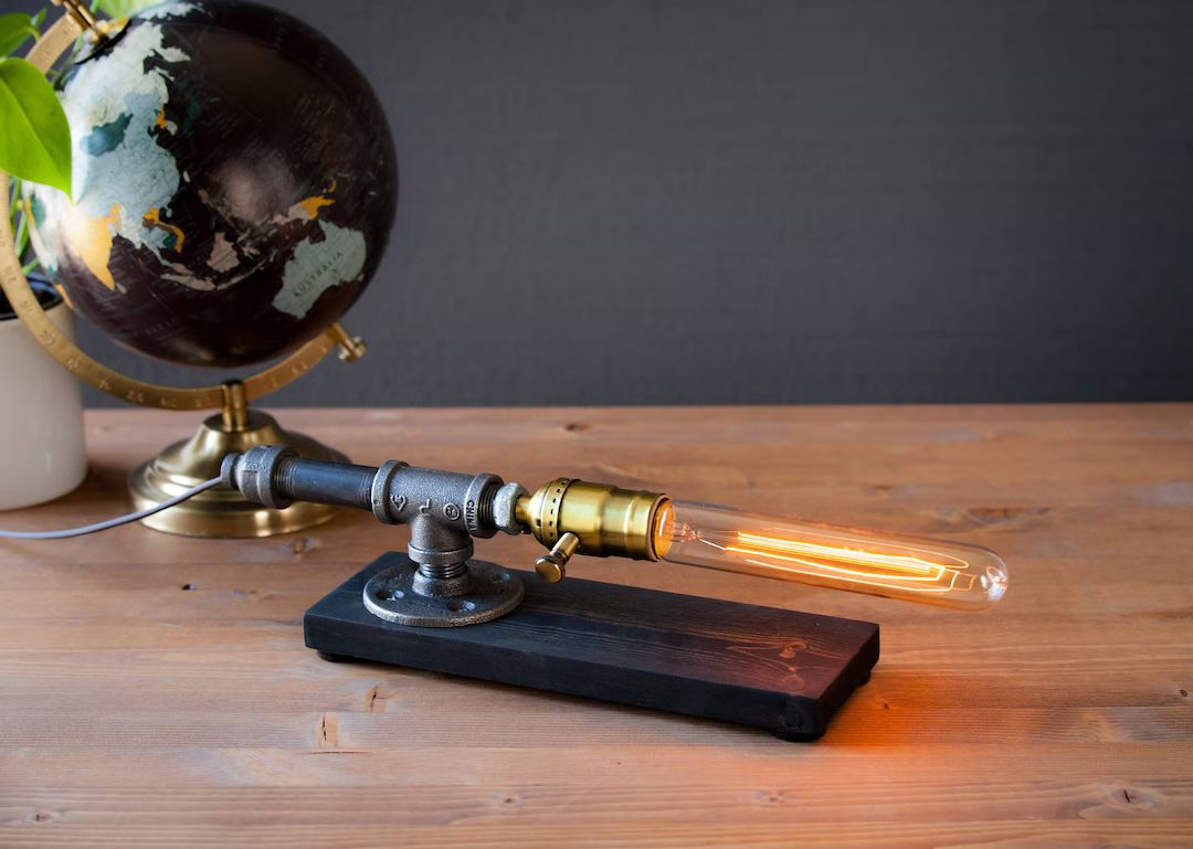 Table lamp-Desk lamp-Edison Steampunk lamp-Rustic home decor-Gift for men-Farmhouse decor-Home de... | Etsy (US)