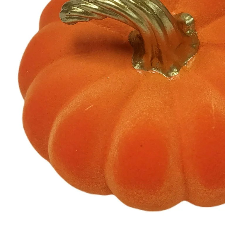Flocked Pumpkin Tabletop Decoration, Orange, 3.5", Halloween by Way To Celebrate | Walmart (US)