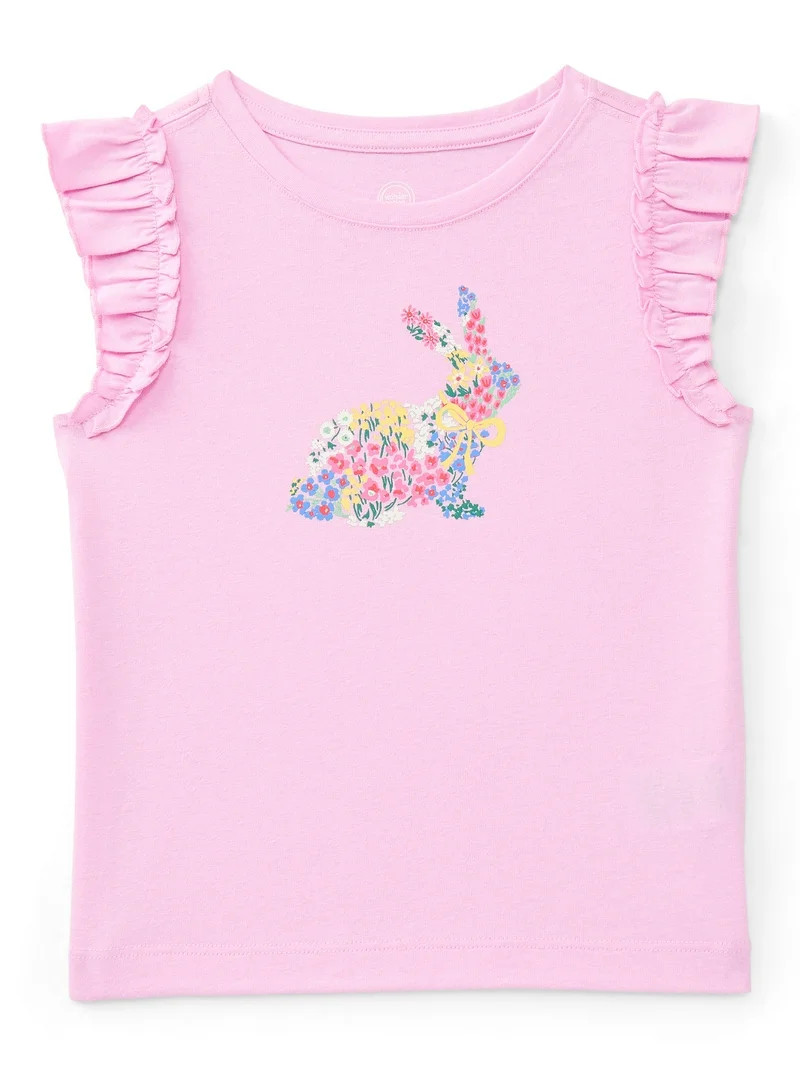 Wonder Nation Toddler Girls Tee with Flutter Sleeves, Sizes 18M-5T | Walmart (US)