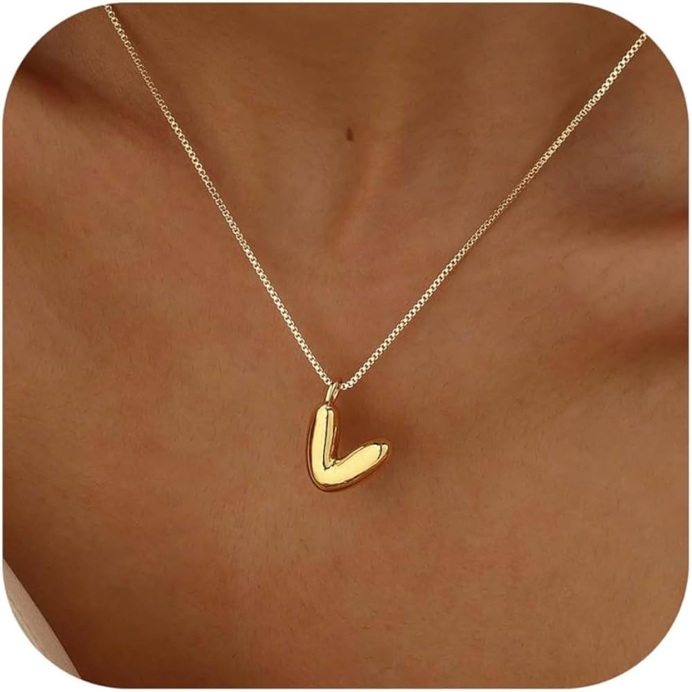 Bubble Gold Silver Letter Necklace Initial Necklaces for Women Trendy 14K Dainty Charm Pendant Na... | Amazon (US)