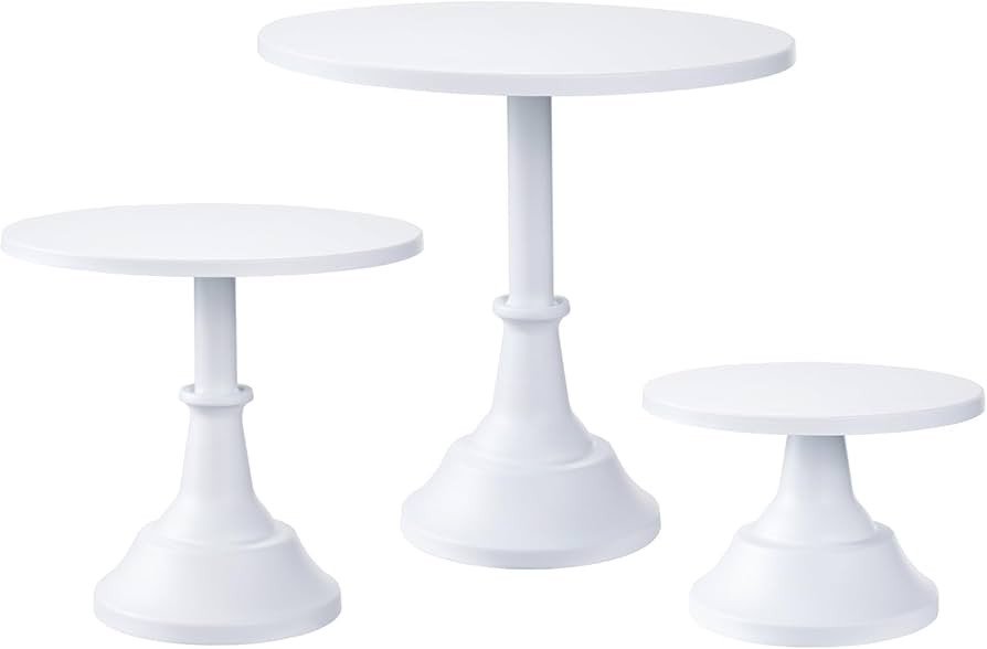 HBlife 3-PCS White Cake Stand Set (8"/10"/12" Plate) for 6-10 Inch Cakes, Perfect Dessert Table D... | Amazon (US)