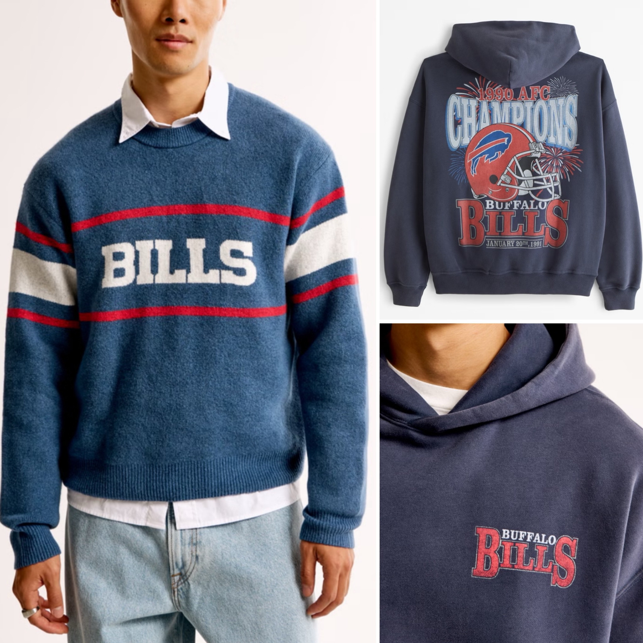 New at Abercrombie!! 
NFL sweaters and sweatshirts, and tees 
Buffalo Bills
And more! 

#LTKOver40 #LTKU #LTKFindsUnder100