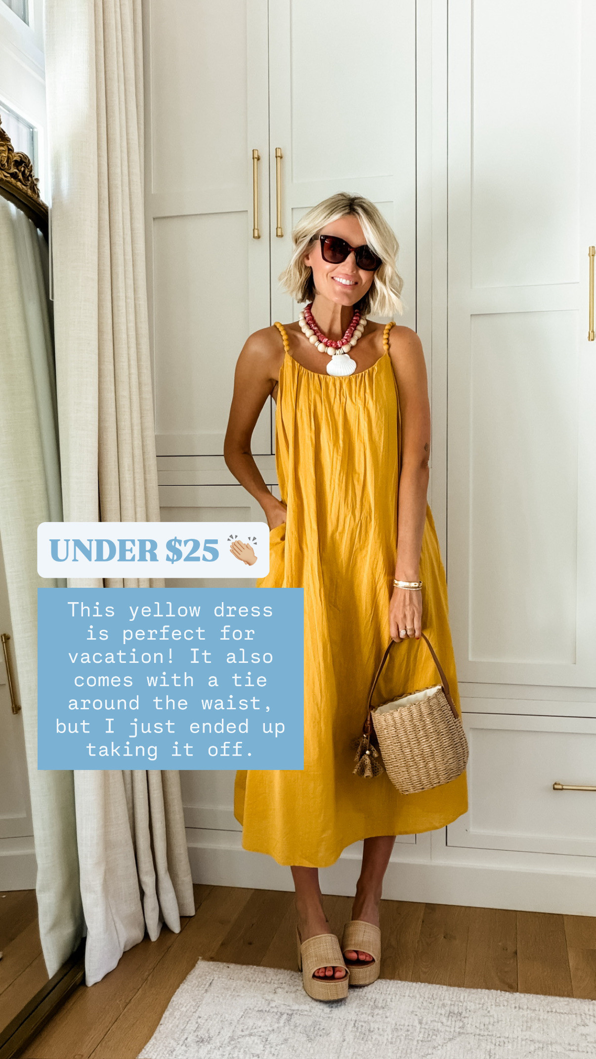 This yellow dress would be so pretty to wear at the beach! Love the color! It also has a tie around the waist! Wearing XS, and it's 40% off!

Loverly Grey, Target, midi dress, yellow dress, summer dress, vacation looks, resort wear 

 #LTKSeasonal #LTKSaleAlert