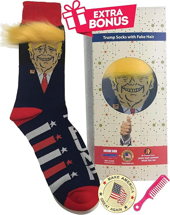 Trump Socks with Hair and Comb Make America Great Again Socks Gift for Men and Women Trump Socks ... | Amazon (US)