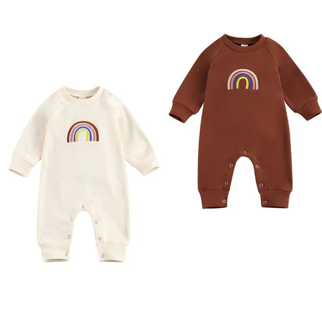 0-24m Fall Autumn Newborn Baby Boys Girls Rainbow Print Romper Long Sleeve Toddler Outfits - Romp... | AliExpress (US)