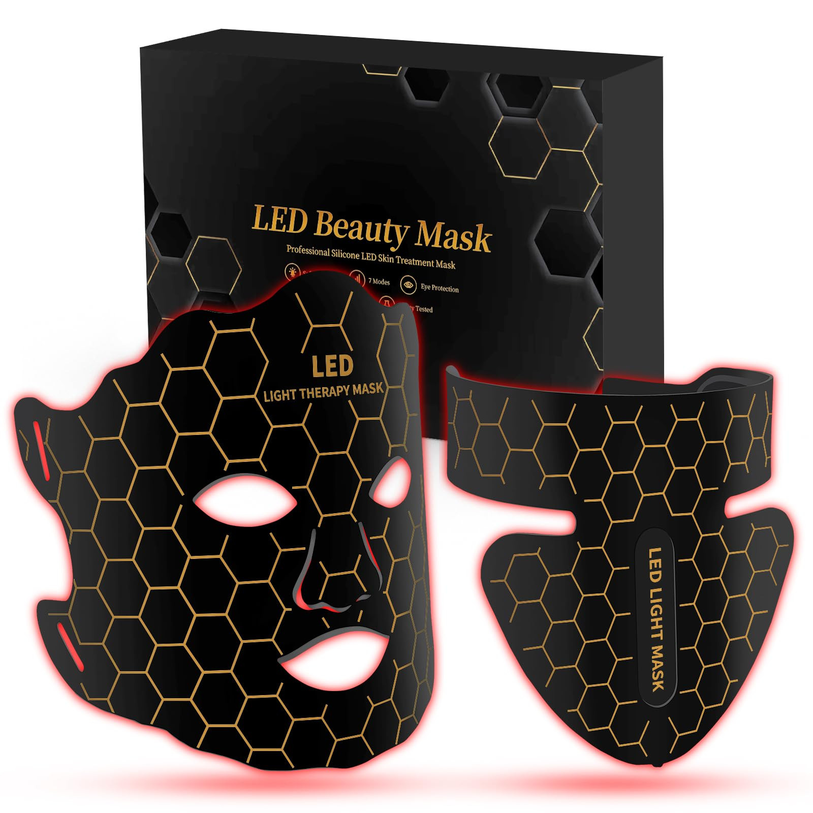 Yahi Red Light Therapy for Face, Led Face Mask Light Therapy, 7 Colors LED Face & Neck Mask Light... | Amazon (US)