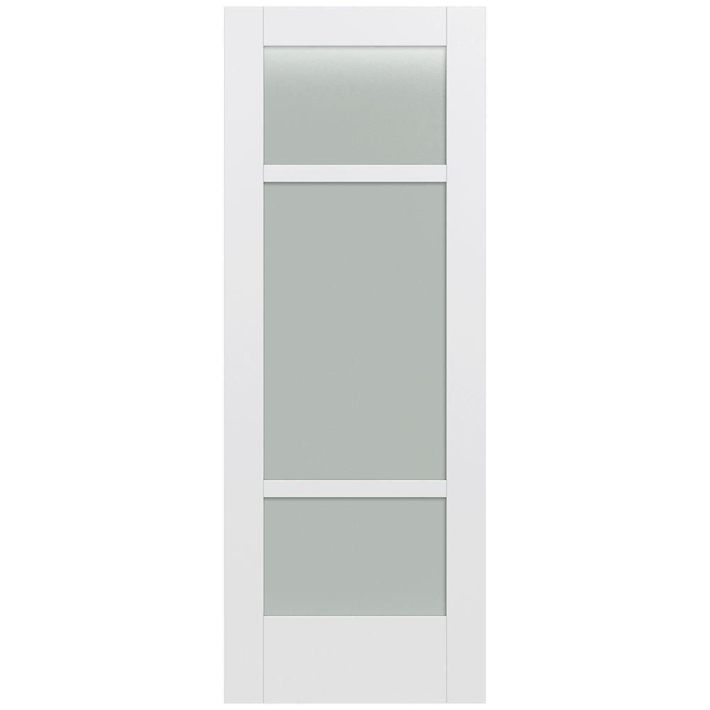 32 in. x 80 in. MODA Primed PMT1031 Solid Core Wood Interior Door Slab w/Translucent Glass | The Home Depot