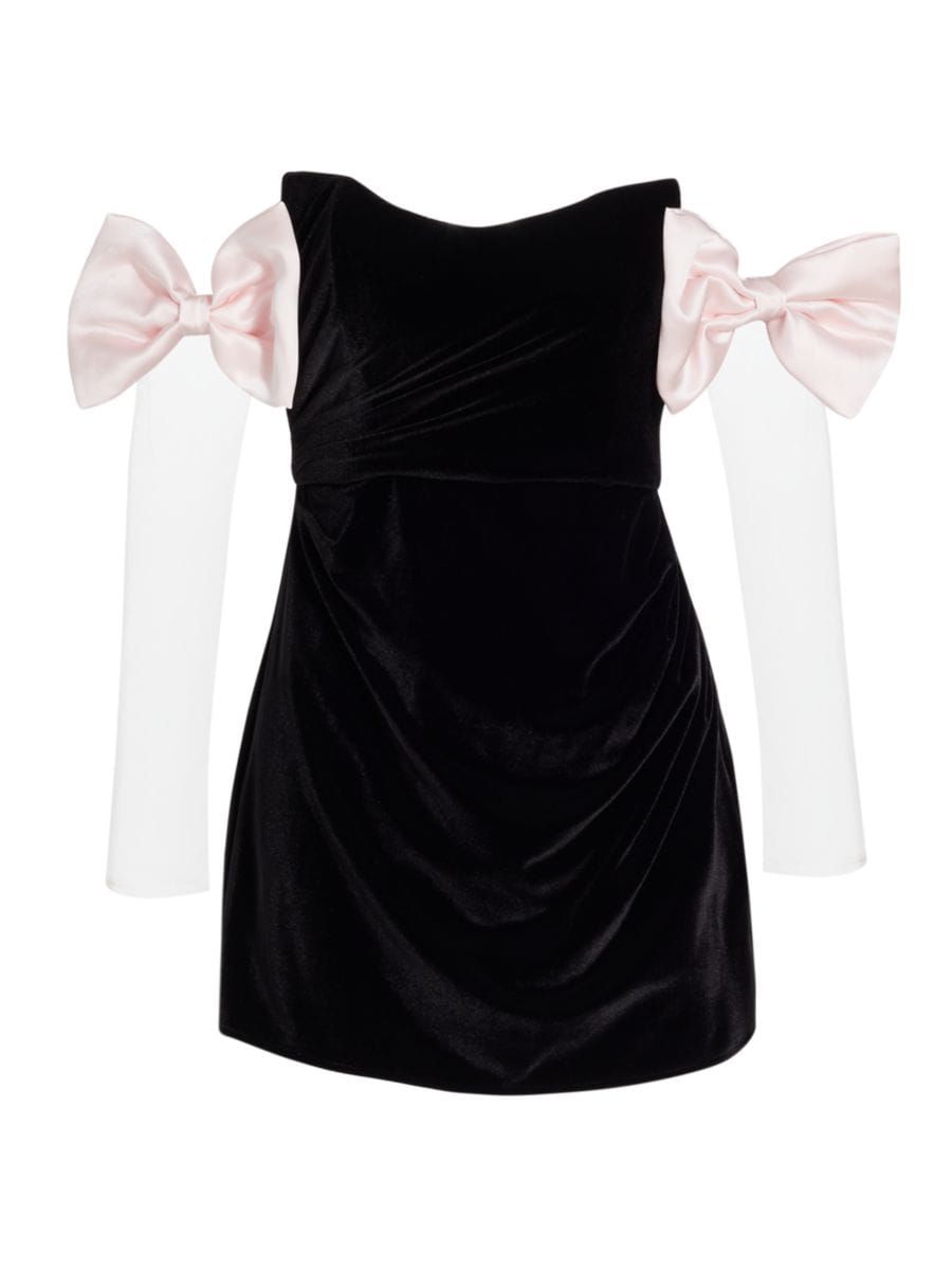 Dion Bow Velvet Strapless Minidress | Saks Fifth Avenue