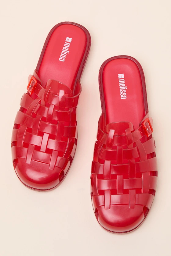 Possession Red Jelly Fisherman Mules | Lulus