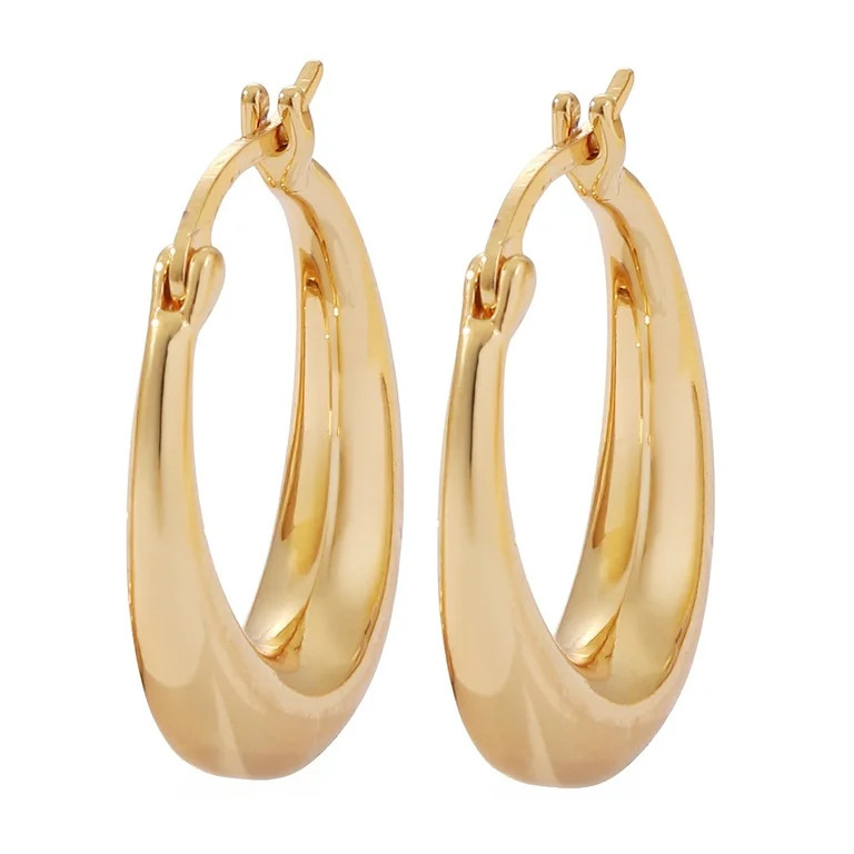 Amy and Annette 14K Gold Graduated Hoop Huggie Earring in 14K Yellow Gold Plated | Walmart (US)
