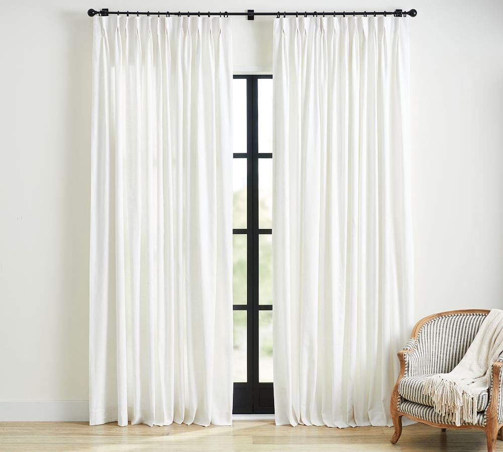 Emery Linen Pinch Pleat Curtain, 50 x 96&amp;quot;, Ivory | Pottery Barn (US)