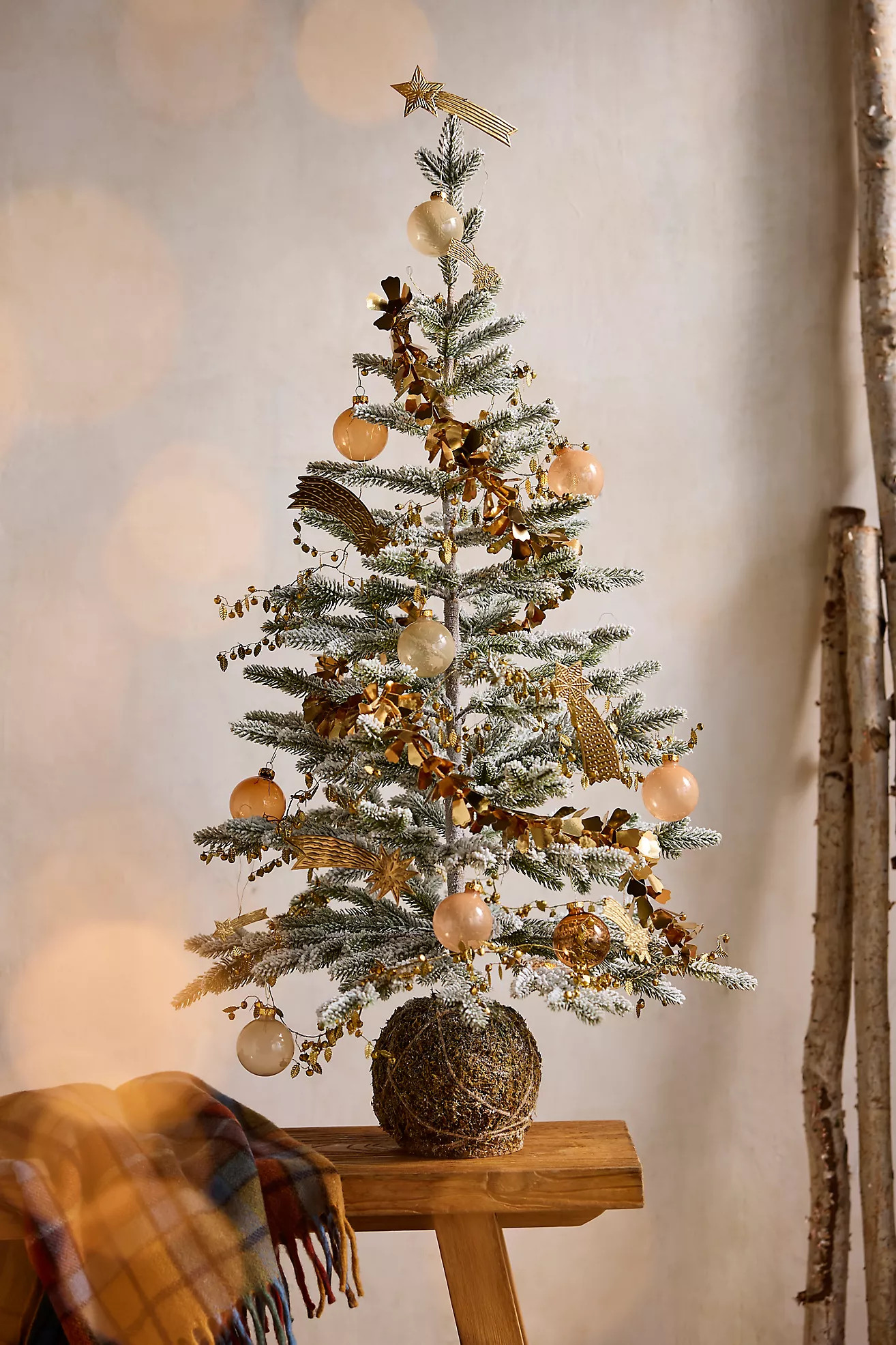 Faux Snowy Moss Ball Fir Tree, 40” | Anthropologie (US)